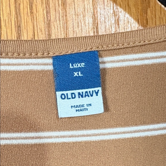 Old Navy Tan and White Striped Long Sleeve Tee Luxe XL - Picture 3 of 5
